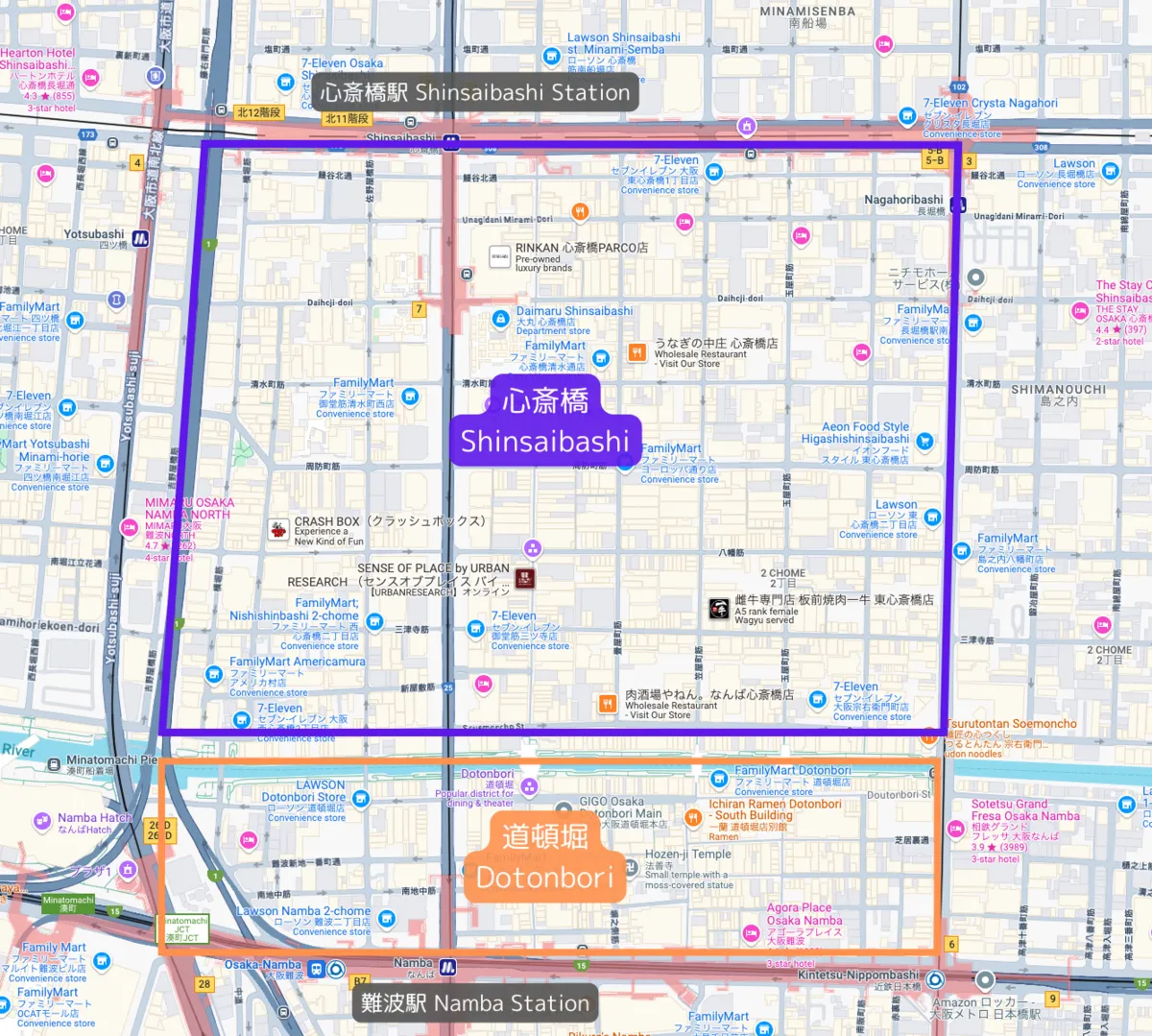 Mapa de Shinsaibashi