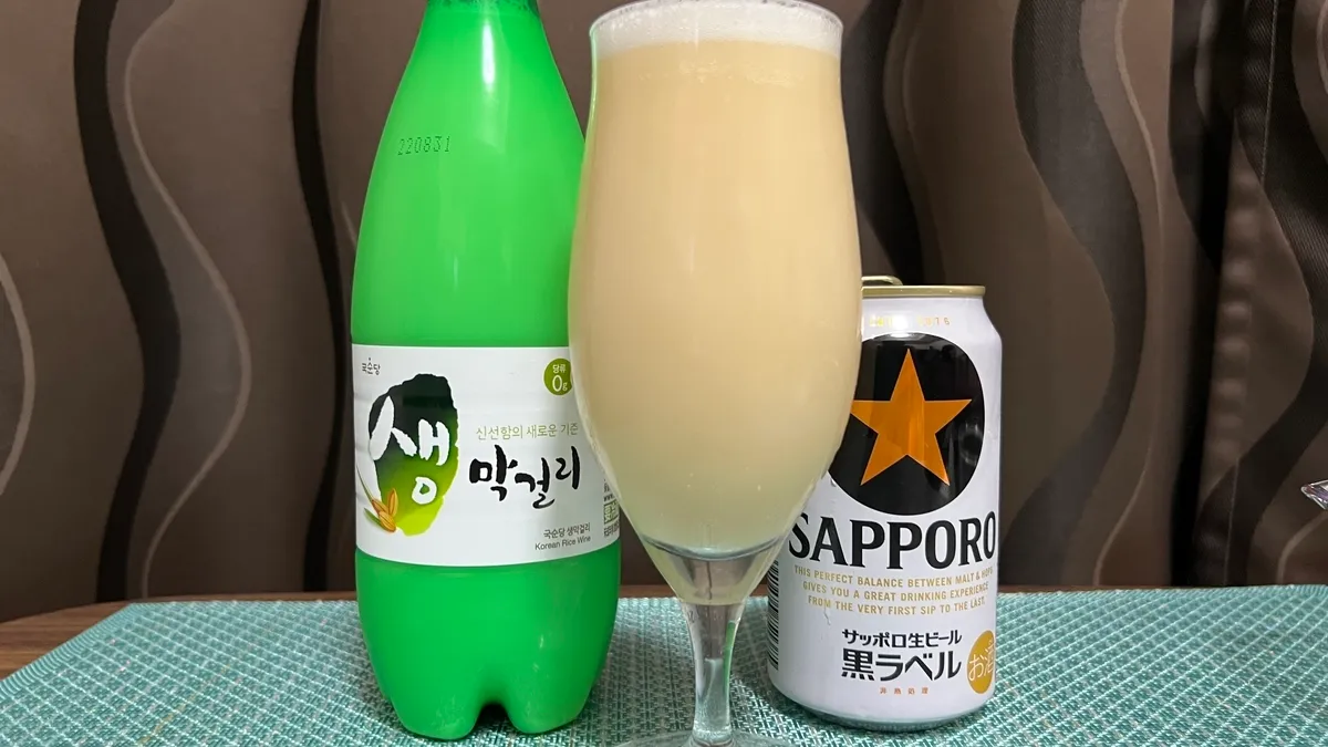 Makgeolli + Sapporo Black Label