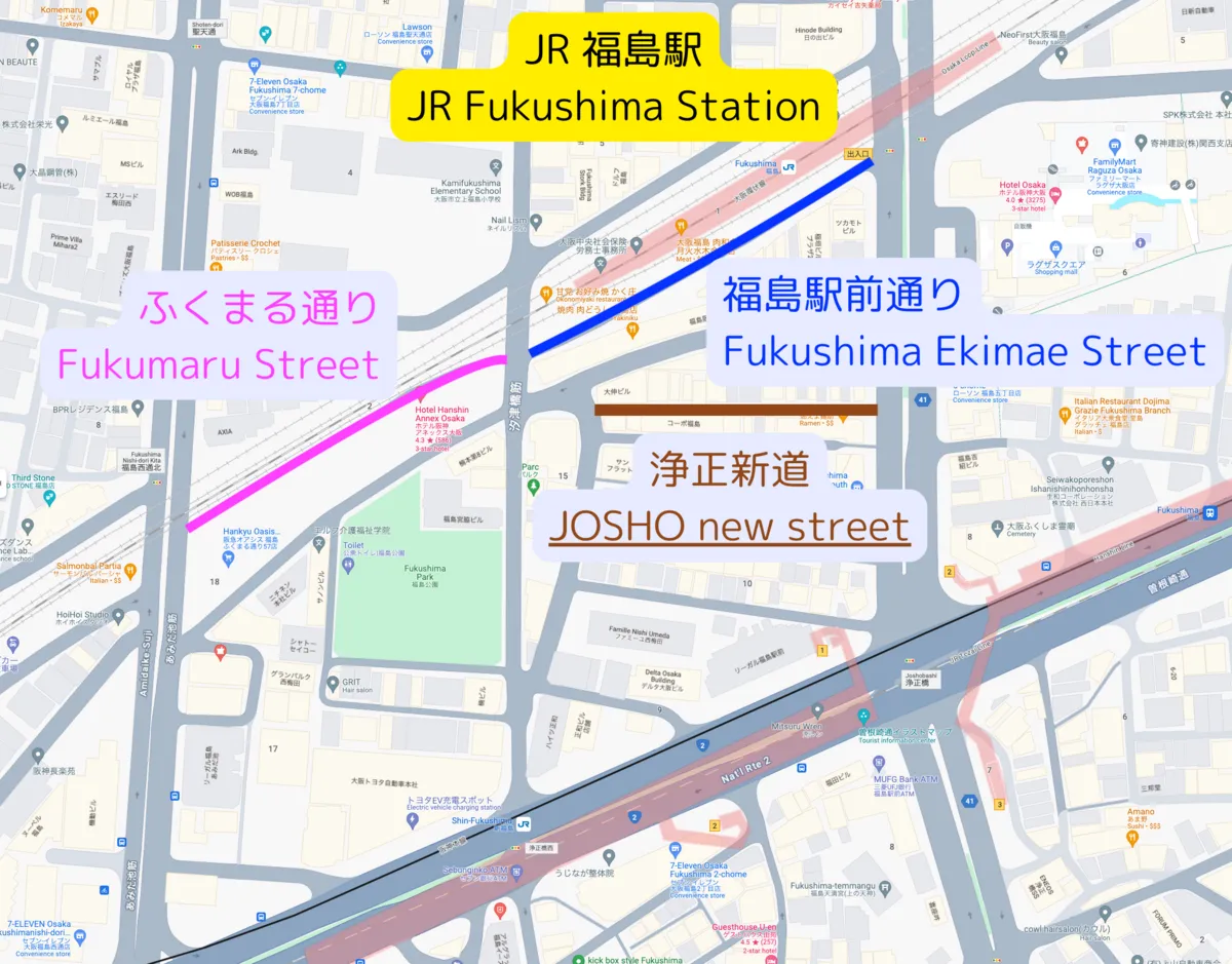 Mapa del Distrito de Entretenimiento de Fukushima