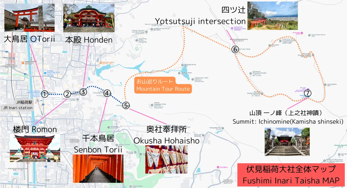 Mapa de Fushimi Inari Taisha