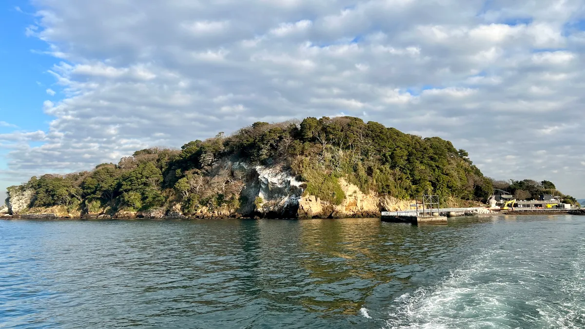 Vista aérea de Sarushima desde el ferry