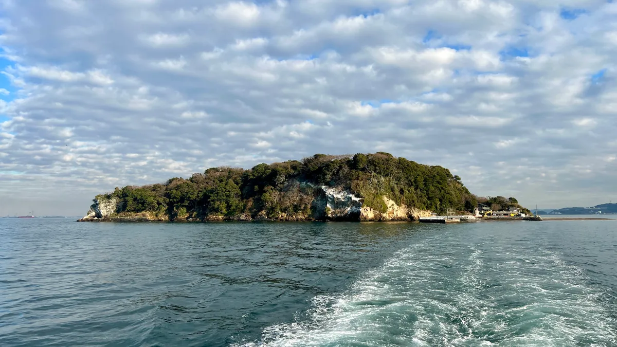 Vista aérea de Sarushima desde el ferry