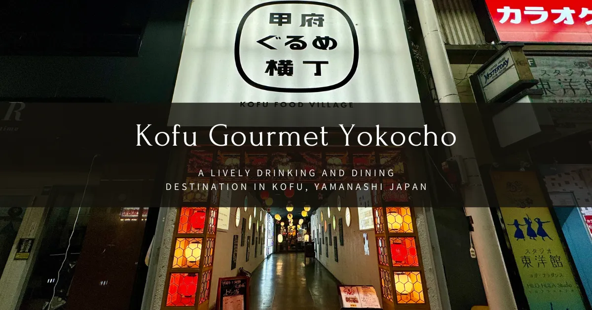 Kofu Gourmet Yokocho: un popular distrito de entretenimiento nocturno en Kofu donde puedes disfrutar de alcohol y especialidades de Yamanashi.