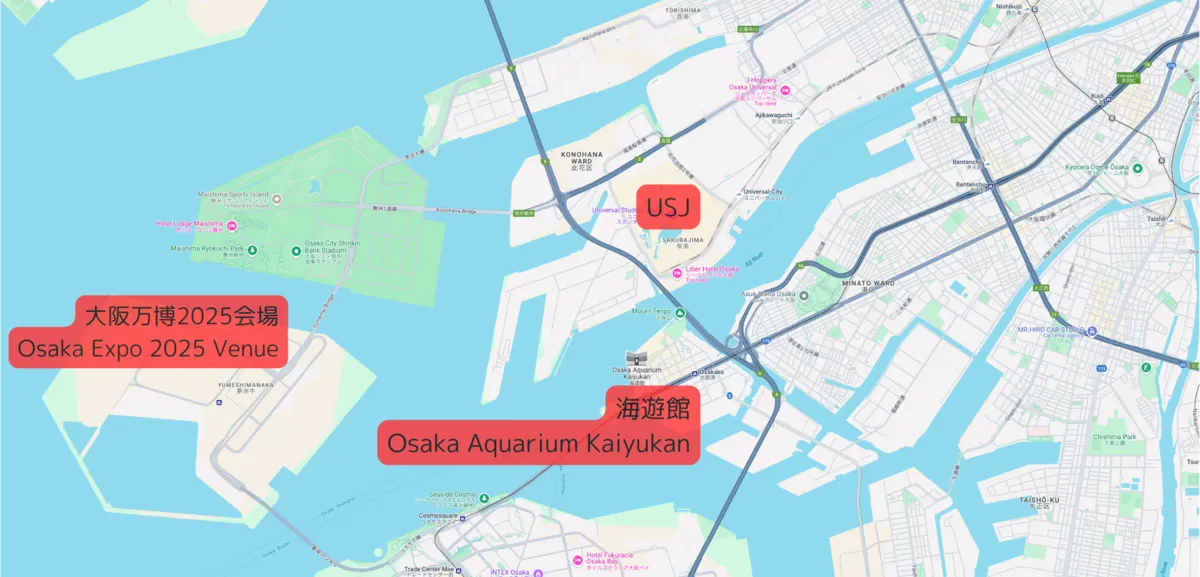 Mapa del Área de la Bahía de Osaka