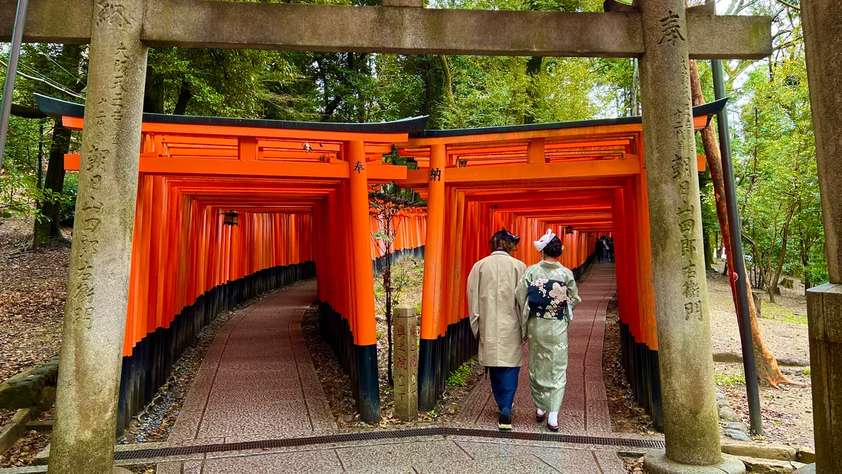 Mil Puertas Torii divididas en dos caminos