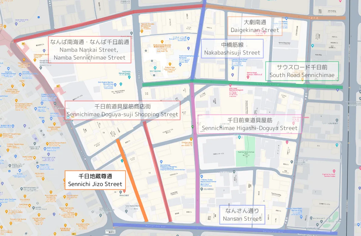 Mapa de Sennichi Jizo-son-dori